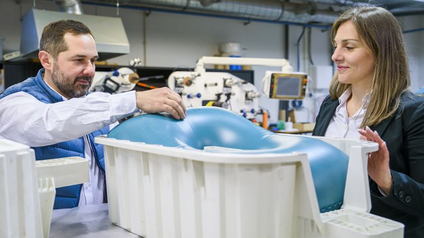 Nuno Correia e Carla Gomes, finalistas do Prémio Europeu do Inventor Foto: Ricardo Castelo / EPO