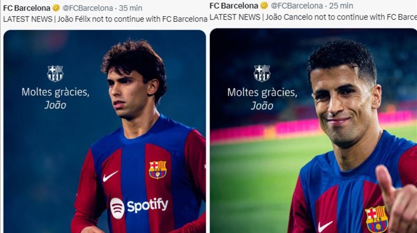 Barcelona apaga publicações sobre saída de João Félix e de Cancelo