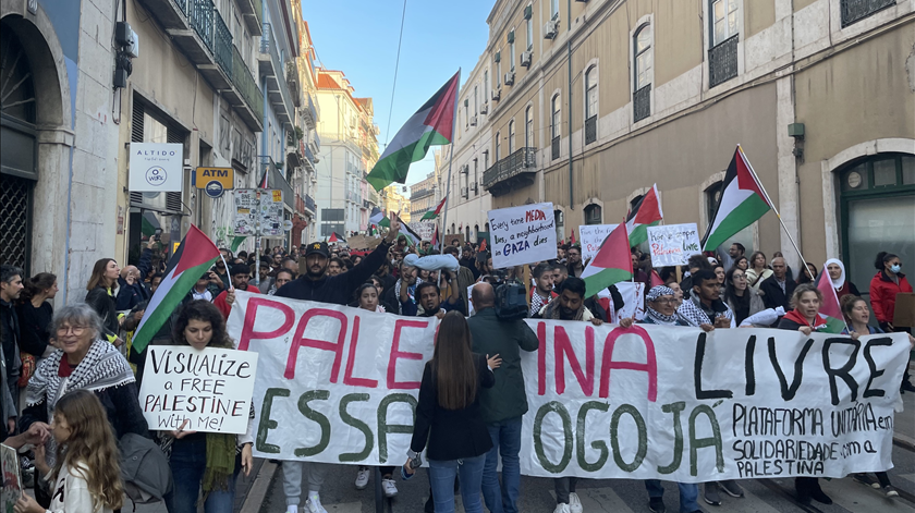 Manifestação pró-palestina em Lisboa. Foto: Ana Catarina André/RR