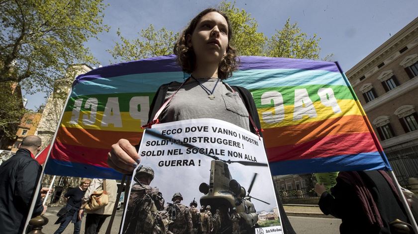 Manifestação contra o ataque à Síria, em Roma. Foto: Massimo Percossi/EPA