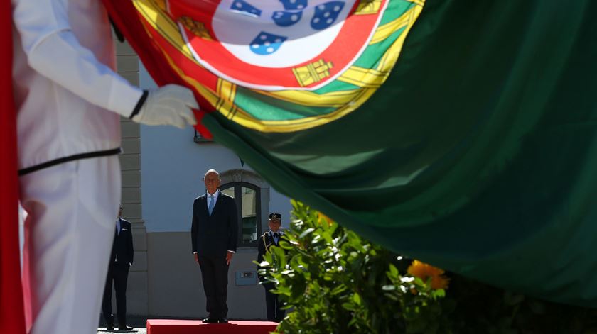 Marcelo e bandeira de Portugal, comemorações Dia da Portugal Portalegre (09/06/19) Foto: Nuno Veiga/Lusa