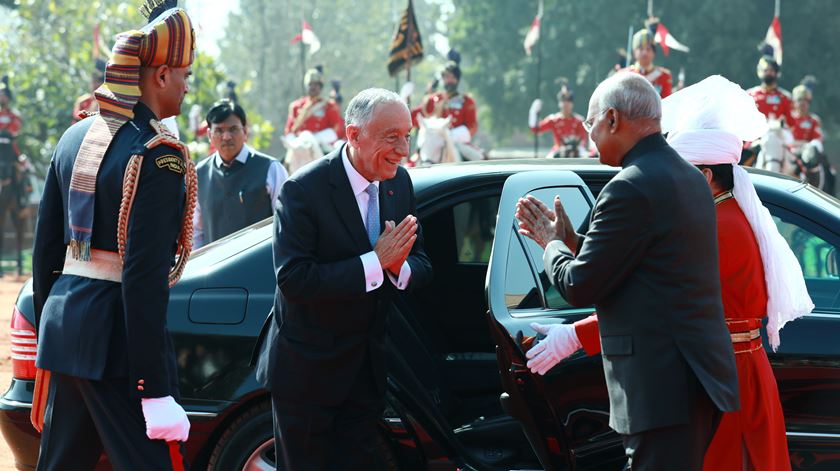 Marcelo recebido pelo Presidente da Índia, Ram Nath Kovind. Foto: Estela Silva/Lusa