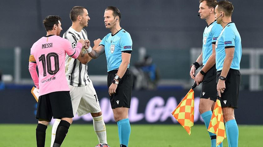 Messi na noite em que o Barcelona venceu a Juventus em Turim. Foto: Alessandro di Marco/EPA