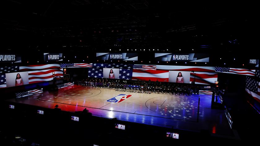 Os jogos da NBA disputam-se no complexo da Disney, na Flórida Foto: Mike Ehrmann/USA Today Sports/Reuters