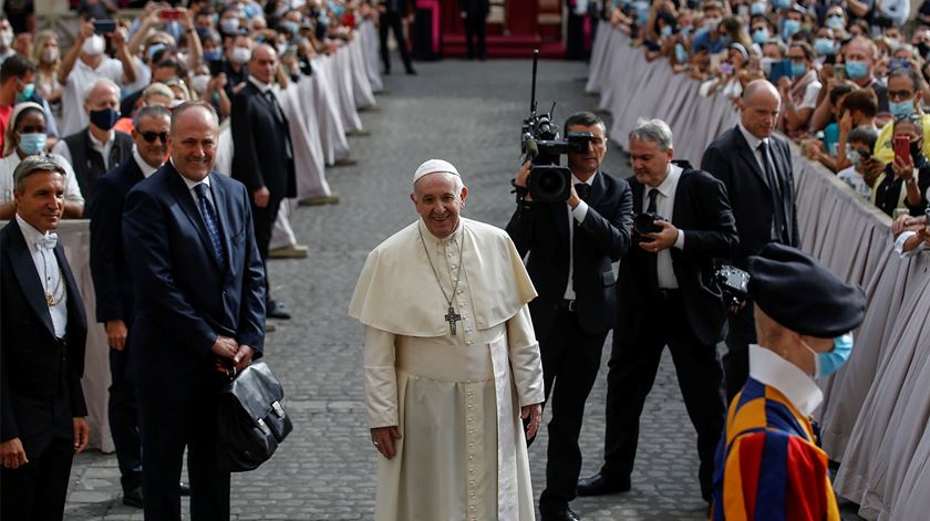 Papa Francisco regressou, na quarta-feira, às audiências presenciais. Foto: Fabio Frustaci/EPA