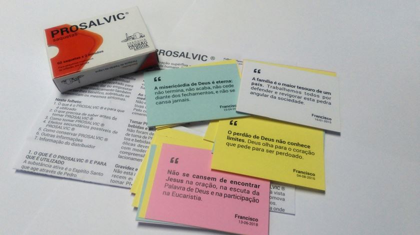 Prosalvic, o medicamento que salva, com tweets fo Papa Francisco. Foto: Paróquia do Padrão de Légua