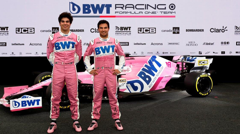 Lance Stroll e Sergio Perez (à direita). Foto: Racing Point