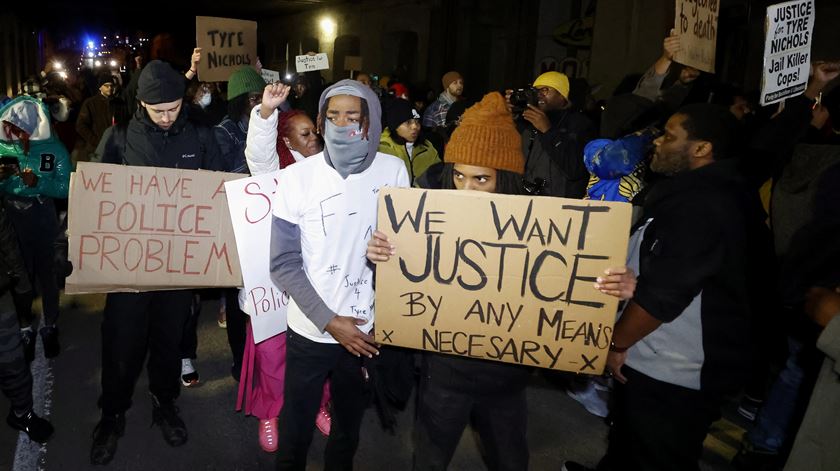 Espancamento de Tyre Nichols, protesto em Memphis Foto: Tannen Maury/EPA