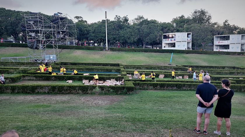 tapetes de flores a serem montados no Parque Eduardo VII Foto Daniela Espírito Santo RR