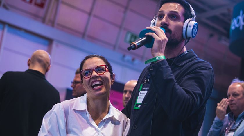 Renato Duarte encontrou a chef Noélia na Web Summit foto: Miguel Rato/RR